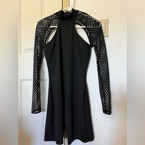 Rave Black Mesh Sleeve Romper
